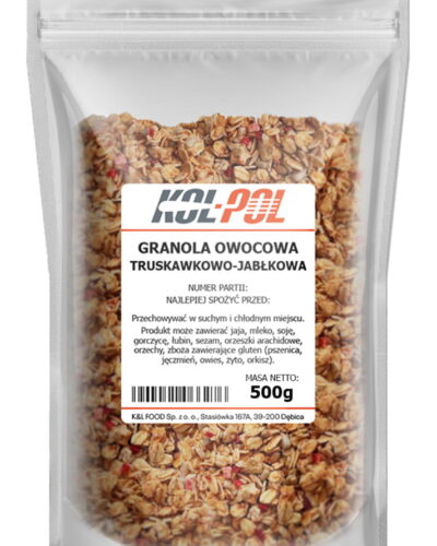 Granola owocowa truskawkowo - jabłkowa 500g.