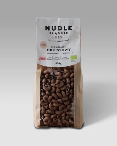 Nuddle Śląskie Eko Makaron orkiszowy pełnoziarnisty "kolanka" 400g.