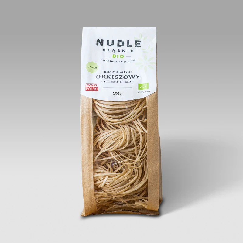 Nuddle Śląskie Eko Makaron orkiszowy Spaghetti 250g.